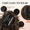 FLUFYMOOZ 31 cm Short-Claw Ponytail Extension, Wavy Curly Synthetic Ponytail with Chin Clip, Medium Brown Auburn view 4