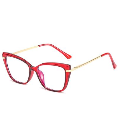 PARWANA Fashion Cat-Eye Reading Glasses for Women, Oversized Clear-Vision Computer Readers, Blue-Light Blocking, Flat-Light Mirror, Red, +2.00