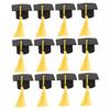 STOBAZA 12-Piece Yellow Mini Graduation Cap Cake Toppers view 1