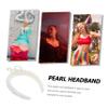 SKISUNO Lightweight Fashion Birthday Headband for Women with White Faux Pearls and Aluminum Alloy Decoration view 4