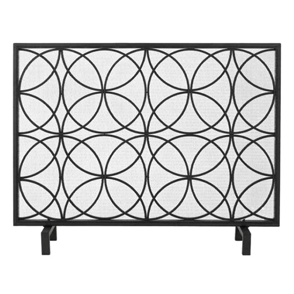 Fireplace Spark Guard, Flat Iron Fire Screen for Child Safety, Black, 105 x 20 x 68 cm