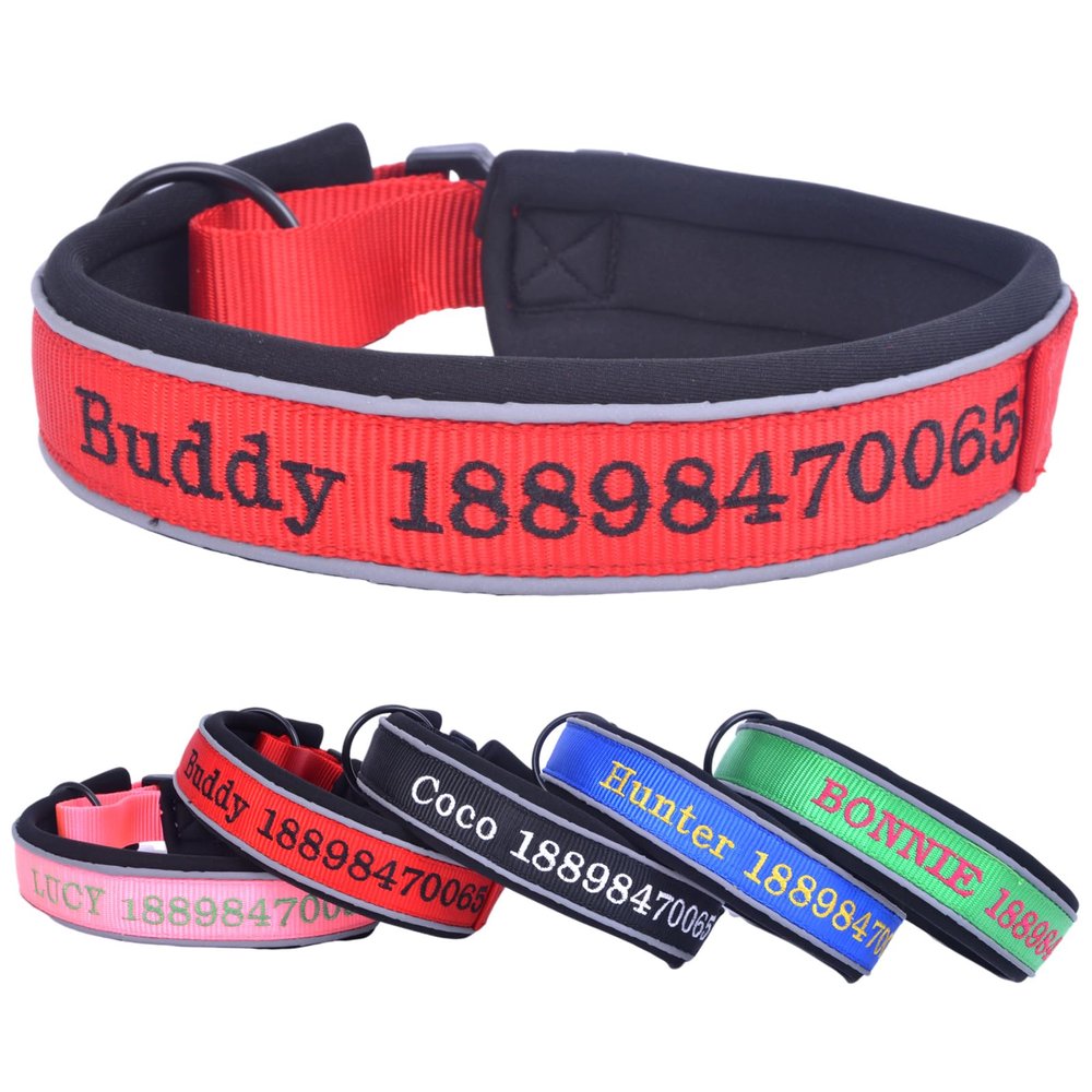 Adjustable Personalized Embroidered Neoprene-Padded Dog Collar