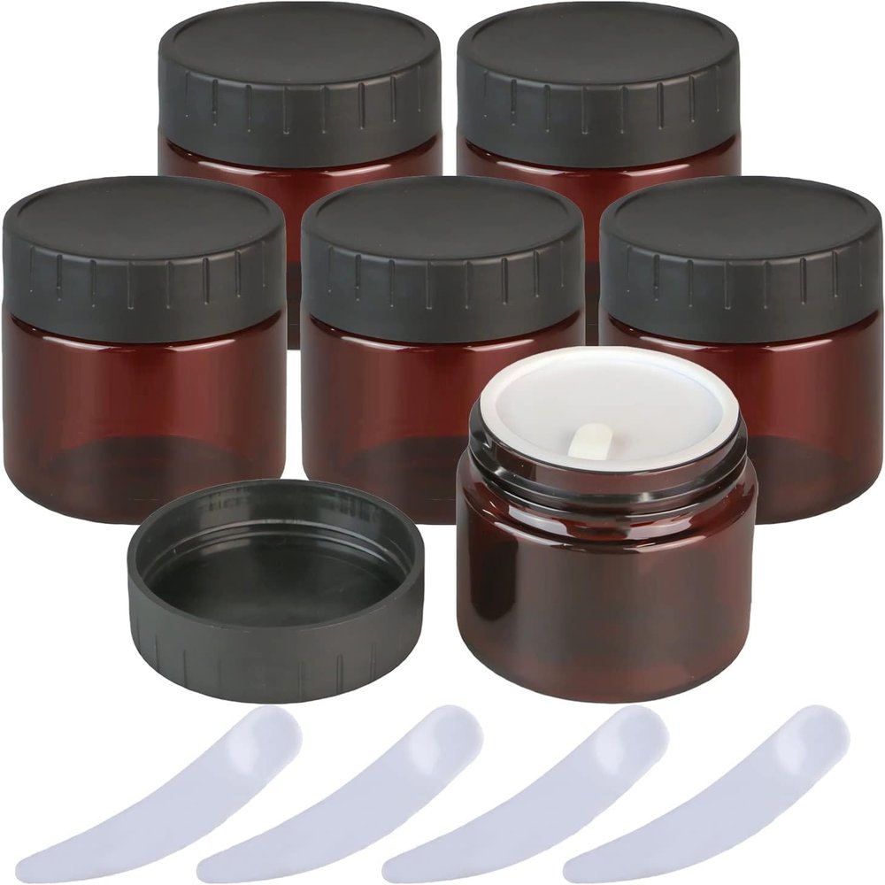 6 Empty 60 mL Cosmetic Jars with Lids