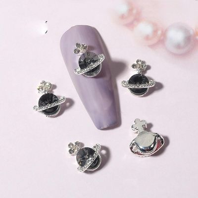 Bag of Pentagram Star Nail Art Charms, Shiny Heart, Saturn Planet, Rhinestones, 3D Glitter Nail Decoration, Manicure Accessory – A05