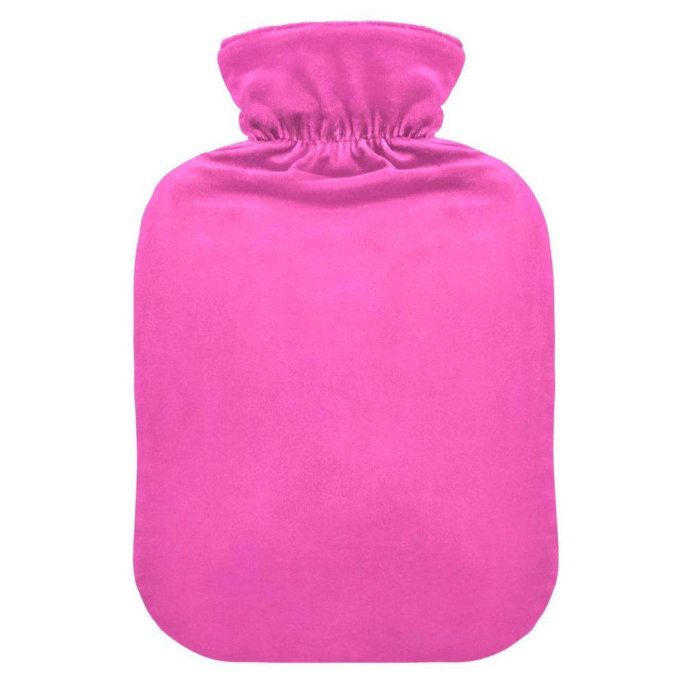 Stylish Hot Water Bottle, Pink, Soft Cover, 1 Liter