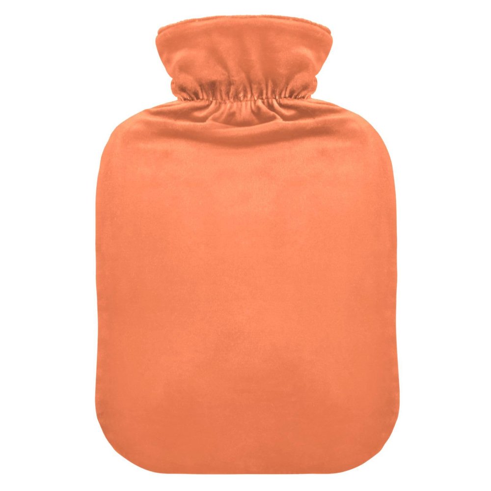 Coral Orange Hot Water Bottle with Soft Cover, 1 Liter