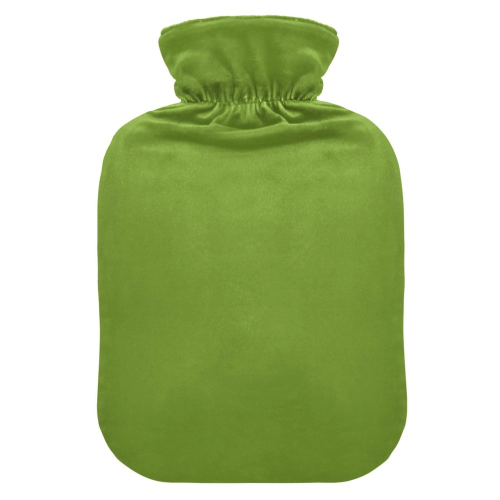 Olive Drab Hot Water Bottle with Soft Cover, for Menstrual Cramps and Pain Relief, 1 L