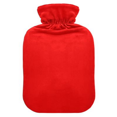 Sturdy Red Hot Water Bottle with Soft Cover, Hand and Foot Warmer, Winter Gift, 1 L
