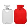 Sturdy Red Hot Water Bottle with Soft Cover, Hand and Foot Warmer, Winter Gift, 1 L view 2