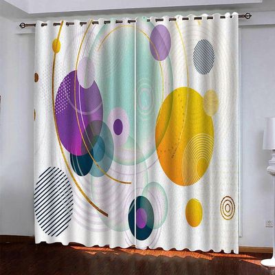 Blackout Thermal Curtains, Purple and Yellow Spherical Design
