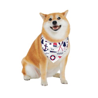 peiyeety Dog Bandanas with Nautical Travel Pattern, Comfortable Triangular Cotton Bibs for Dogs or Cats, Cute Pet Scarf for Medium and Large Dogs, XL