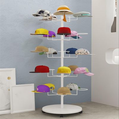 Floor-Standing Hat and Wig Stand with Wheels for Multiple Hats