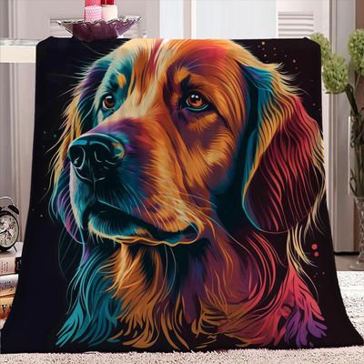 Black Golden Retriever Blanket, 100 x 150 cm, Soft Fleece and Flannel Throw