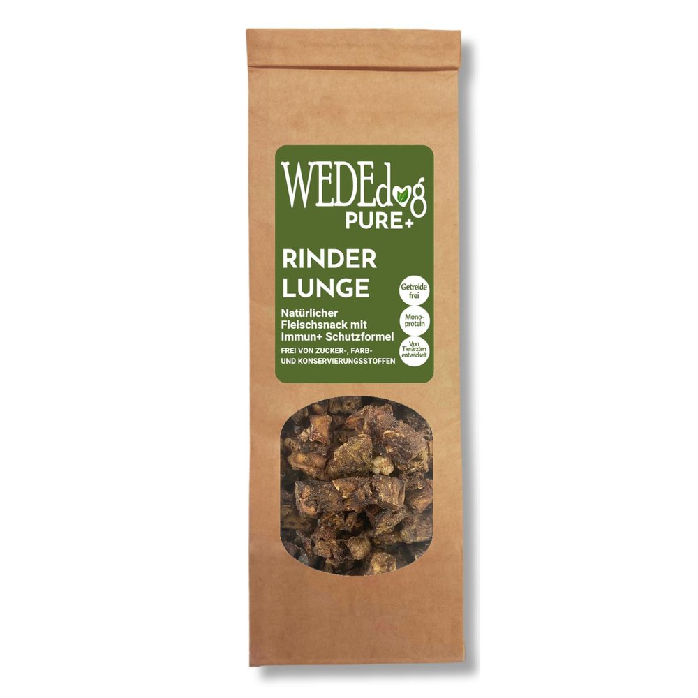Dried Beef Lung for Dogs with Immun+ Protection Formula | WEDEdog Pure+ Beef Lung Dried | Premium Quality Beef Lung for Dogs | 150g