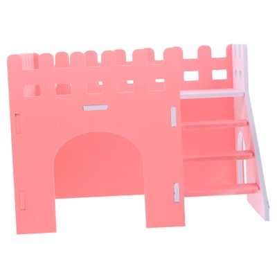 HAPINARY Two-Story PVC Hamster House with Hamster Bridge, Quiet Retreat and Playground for Small Pets, Year-Round, Pink