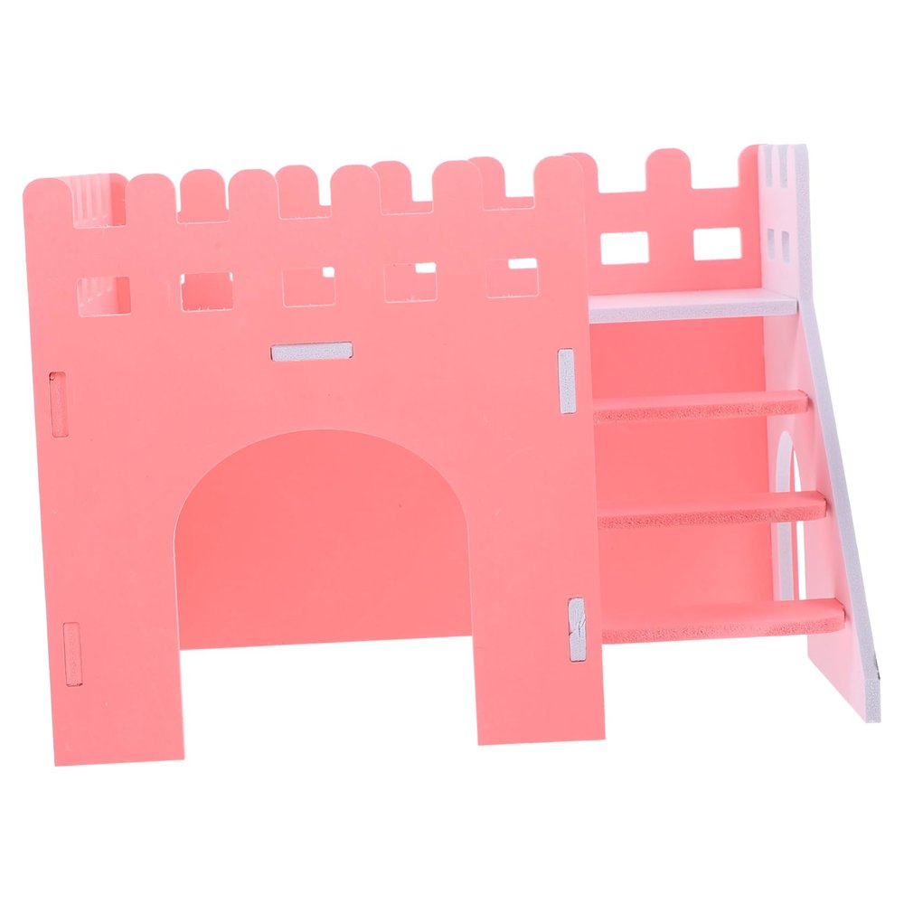 HAPINARY Two-Story PVC Hamster House with Hamster Bridge, Quiet Retreat and Playground for Small Pets, Year-Round, Pink