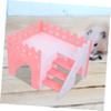HAPINARY Two-Story PVC Hamster House with Hamster Bridge, Quiet Retreat and Playground for Small Pets, Year-Round, Pink view 3