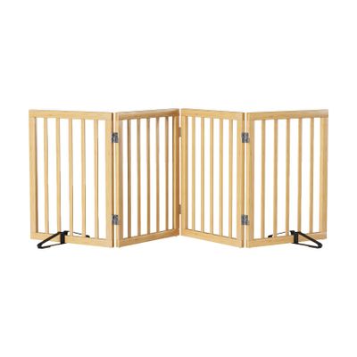 Semiocthome Freestanding Bamboo Baby and Pet Gate, Foldable Safety Gate, 4 Panels, 188 cm Wide