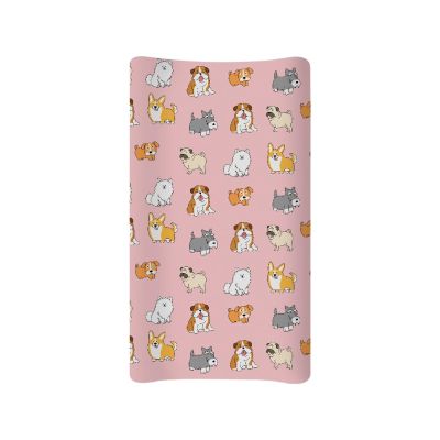 Wanyint Corgi Changing Pad Cover, Pink, for 32 x 16 in Contoured Baby Changing Pads
