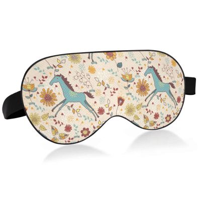 Embroidered Horse Head Sleep Mask with Adjustable Strap, Roses and Flag