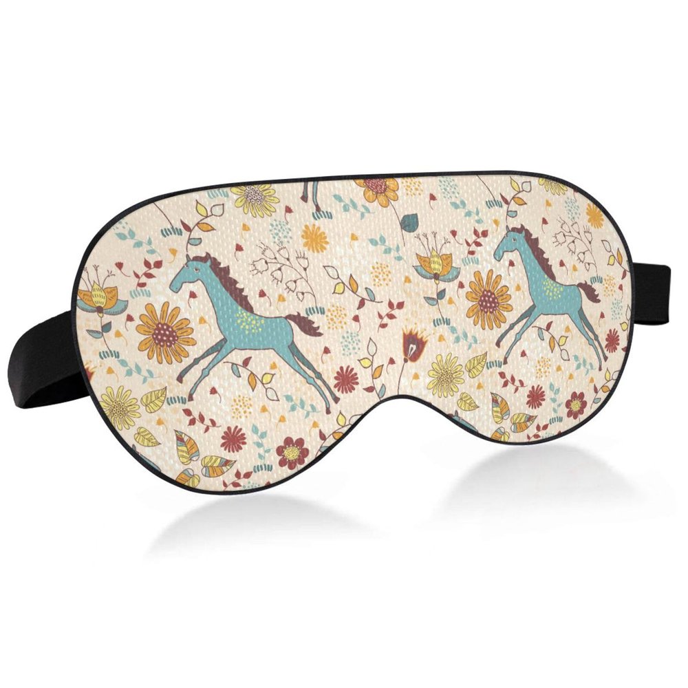 Embroidered Horse Head Sleep Mask with Adjustable Strap, Roses and Flag