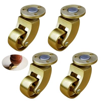 Heavy-Duty Furniture Casters, Set of 4 Solid Brass Swivel Casters, 105 kg Capacity, 1 in/25 mm Wheels