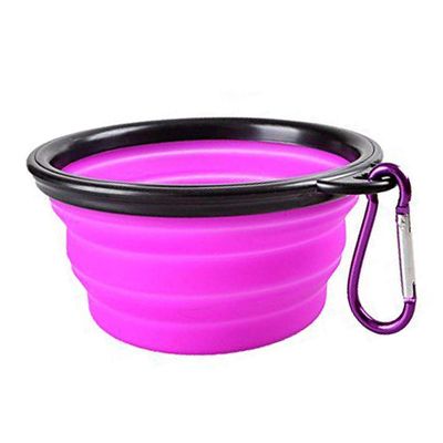 Collapsible Portable Extra-Large Silicone Dog Travel Bowl, 1 pc, Black/120 (Color: Purple)