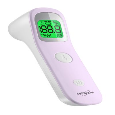 EUROPAPA Fever Thermometer for Babies, Children & Adults, Infrared Forehead Thermometer with Fever Alert, °C/°F Switch, 30-Reading Memory (Purple)