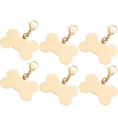 HAPINARY 6-Piece Metal Pet Tags, Dog and Cat Tags, Bone Design, Durable