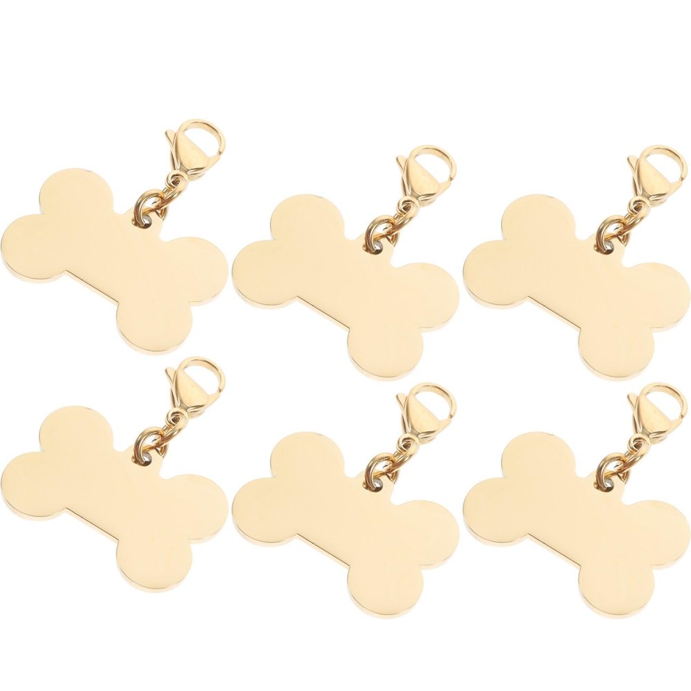 HAPINARY 6-Piece Metal Pet Tags, Dog and Cat Tags, Bone Design, Durable
