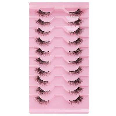 Gjinxi Half Lashes Natural Look False Eyelashes, Wispy Cat Eye, 3D Curly, Soft 15 mm Faux Mink, 10 Pairs