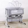 Willonin 2-in-1 Co-Sleeper Baby Crib with Mattress and Mosquito Net, 0–36 Months, Height-Adjustable, Gray/White view 1