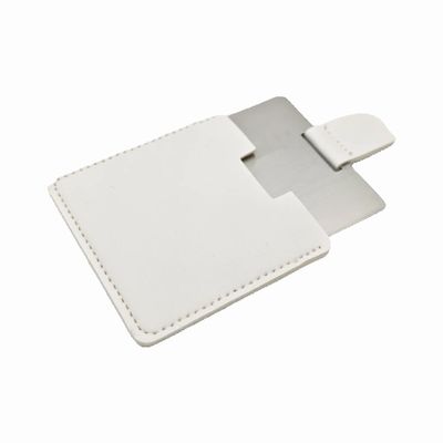 Ksvsonrvi Pocket Mirror, 2.36-Inch Mini Hand Mirror, Unbreakable Stainless Steel Mirror with PU Leather Case, White