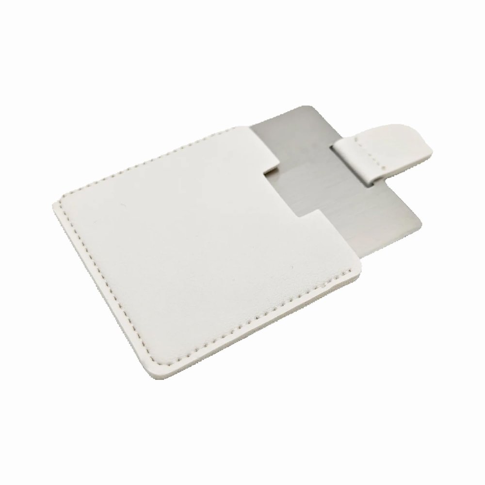 Ksvsonrvi Pocket Mirror, 2.36-Inch Mini Hand Mirror, Unbreakable Stainless Steel Mirror with PU Leather Case, White