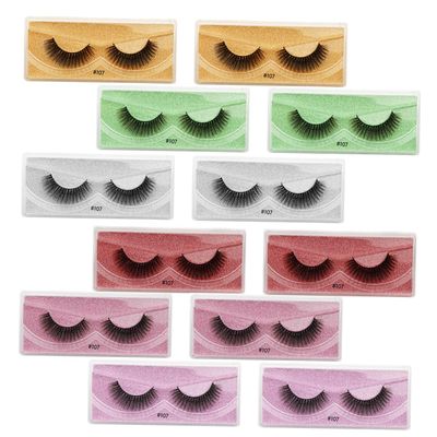 12 Pairs of False Eyelashes, Style 107, with Colored Base