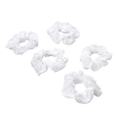 White Satin Hair Ties, Fabric Pack for Girls and Women