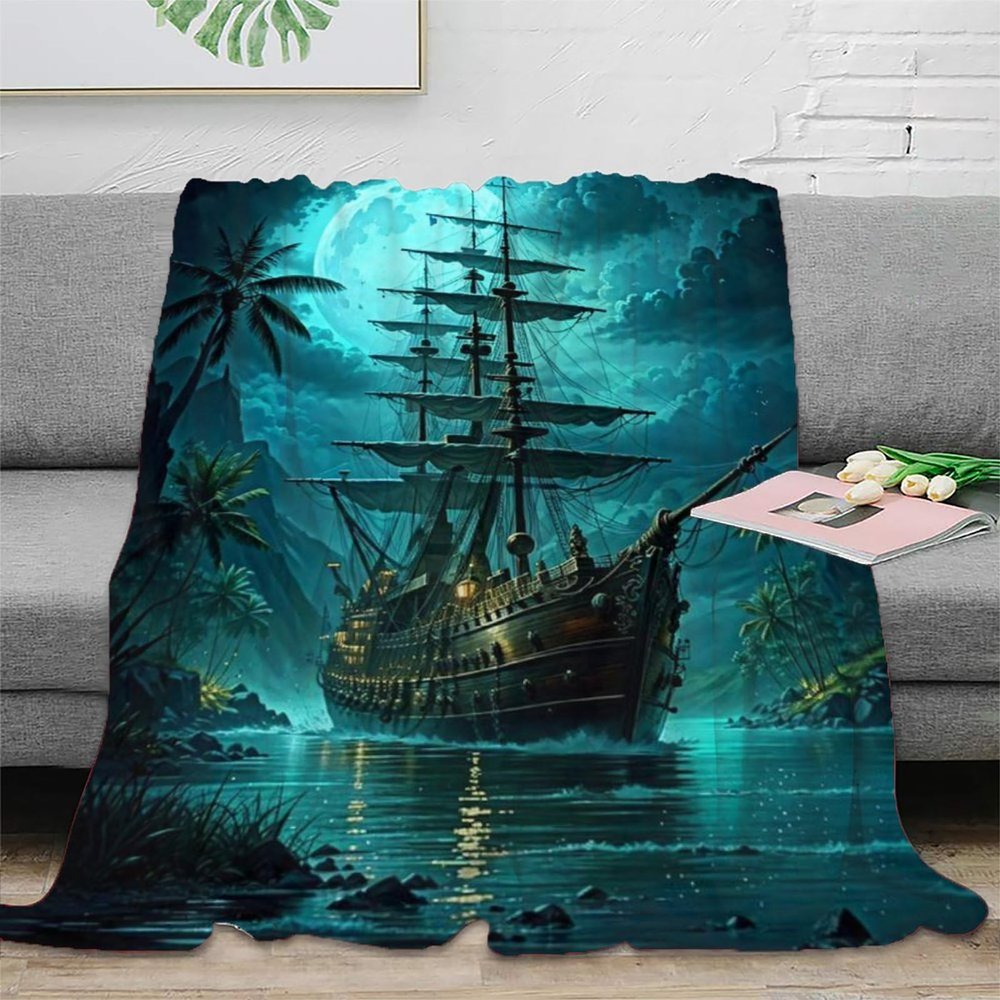 Strunt Pirate Ship Soft Personalized Throw Blanket, Flannel Blanket 60 x 80 in (150 x 200 cm)