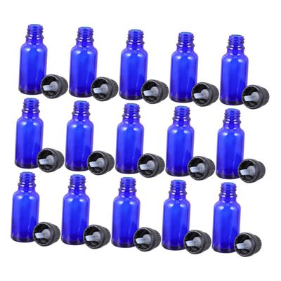 Blue Glass Bottles 10 ml, 20 pcs, Empty Bottles for Essential Oils