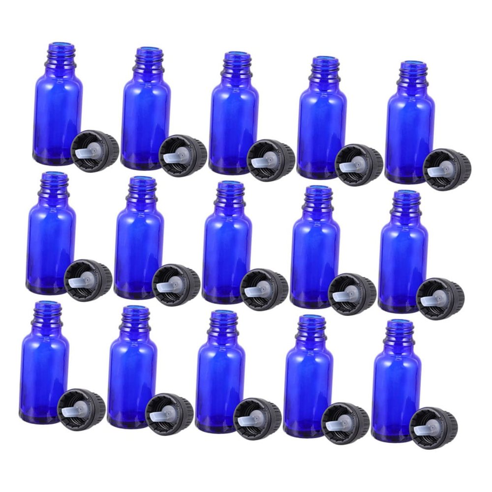 Blue Glass Bottles 10 ml, 20 pcs, Empty Bottles for Essential Oils