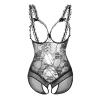Sexy Women's Lace Fishnet Bodystocking, Open-Crotch Stretch Catsuit view 1