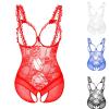 Sexy Women's Lace Fishnet Bodystocking, Open-Crotch Stretch Catsuit view 3