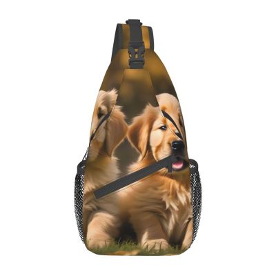 YQxwJL Stylish Sling Backpack, Gothic Rose Print, Shoulder Bag, Chest Bag, Daypack for Hiking, Travel and Business, Golden Retriever Dogs, Puppies and Pets, One Size