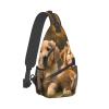 YQxwJL Stylish Sling Backpack, Gothic Rose Print, Shoulder Bag, Chest Bag, Daypack for Hiking, Travel and Business, Golden Retriever Dogs, Puppies and Pets, One Size view 2