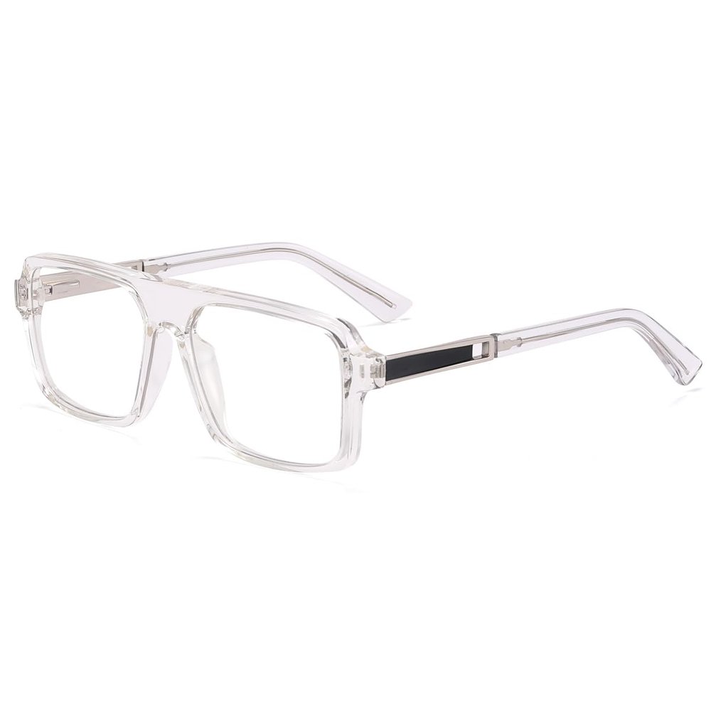 Kachawoo Blue Light Blocking Glasses for Men, Retro Square TR90 Frames, Transparent