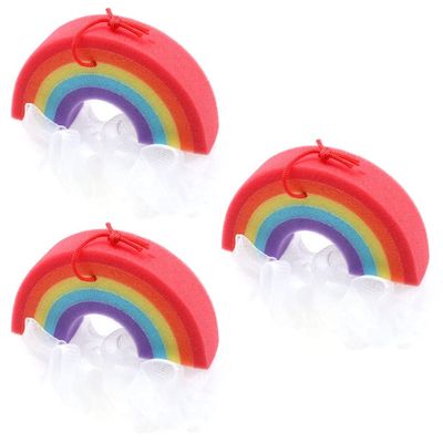 3-Piece Rainbow Bath Pouf Set