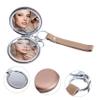 DECHOUS 3-Piece Mini Folding Double-Sided Pocket Mirror Keychain Set, Coffee Gold view 2