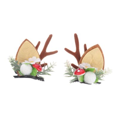 FRCOLOR Brown Cat Ear Hairpins in Antler Design, 1 Pair