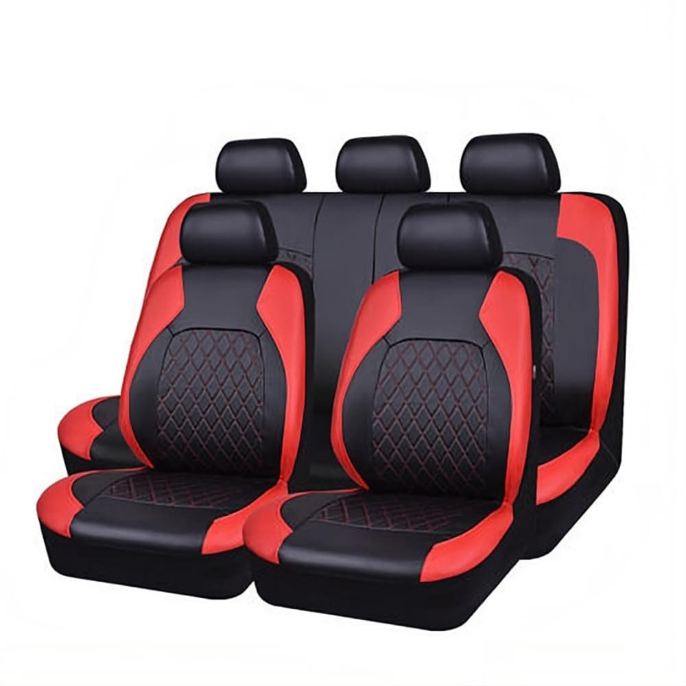 NURCIX Car Seat Cover, Compatible with Kia Rio 2nd Generation Type JB, 2007–2011, Front and Rear, A-Red