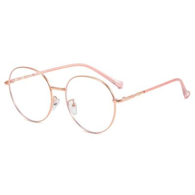PARWANA Retro Round Blue-Light-Blocking Reading Glasses, Rose Gold, +2.00
