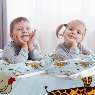 3-Piece Queen Duvet Cover Set, Breathable Tencel Bedding with 2 Pillowcases, Wrinkle-Resistant, Cartoon Animals